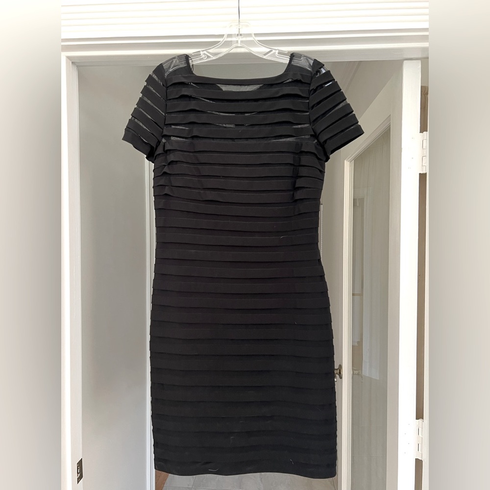 Adrianna Papell dress- size 10. Worn twice. Mesh detailing.  Easily packable!